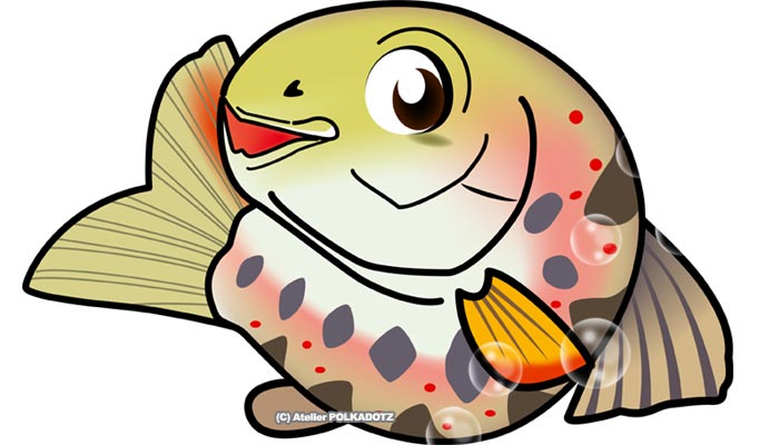 魚イラスト アマゴ かわいい系キャラ絵 あとりえポルカドッツ