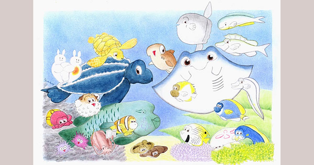 魚イラスト　毛筆画