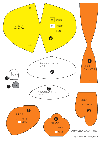 うみがめマスコット型紙